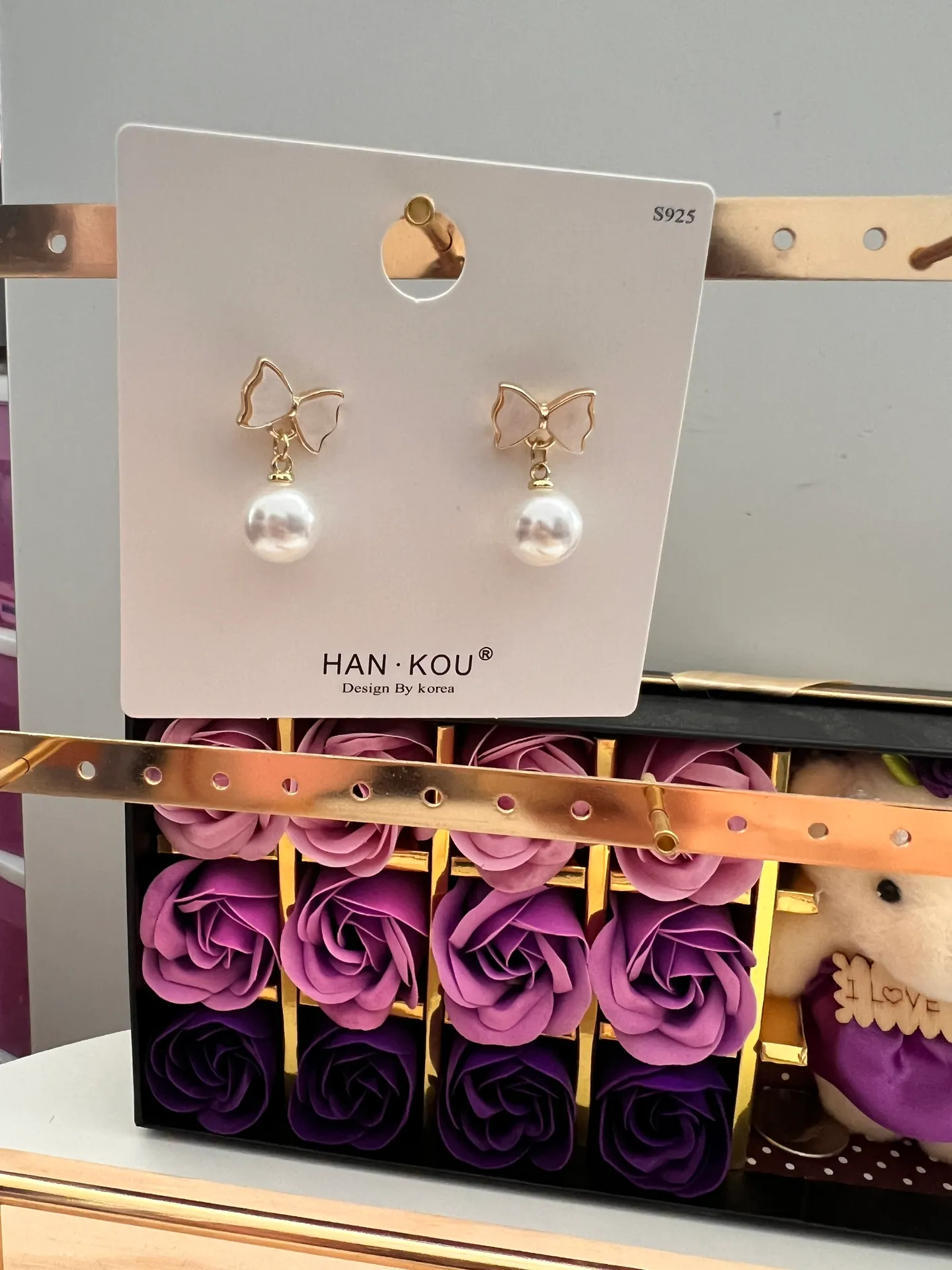 Gold Plated Pearl Earrings - Image 2