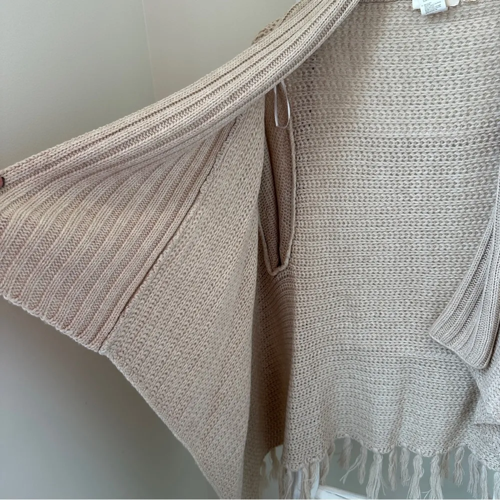 RD Style Cream Ribbed Knit Open Front Cardigan Sweater with Fringe Bottom - Image 11