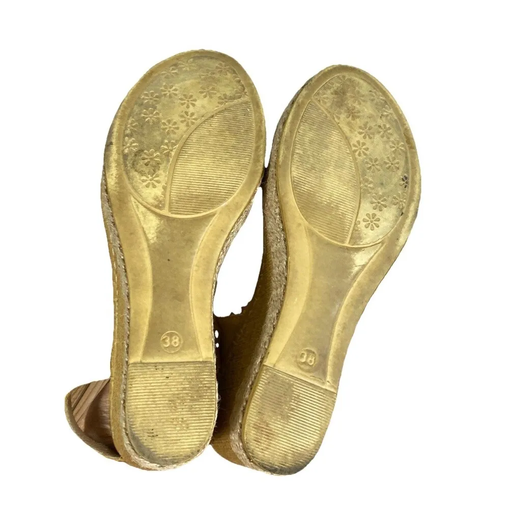 Lasocki Faux Snakeskin Leather Sandals Wedge Espadrille Sandals Sz 38 U.S 7 Yellow - Image 6