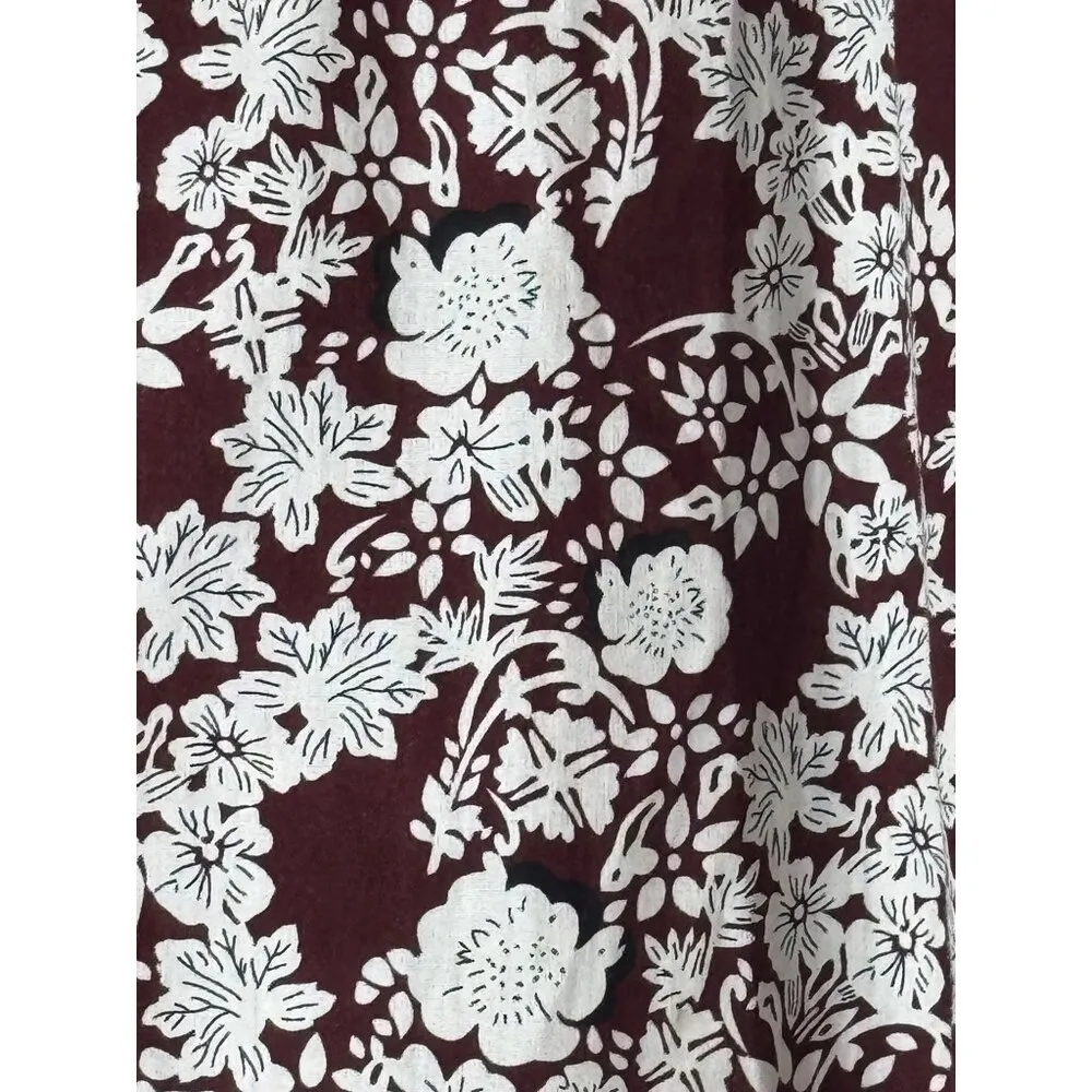 Zara Skirt Women XS‎ Burgundy White Floral Midi Boho Cottagecore Whimsical - Image 5