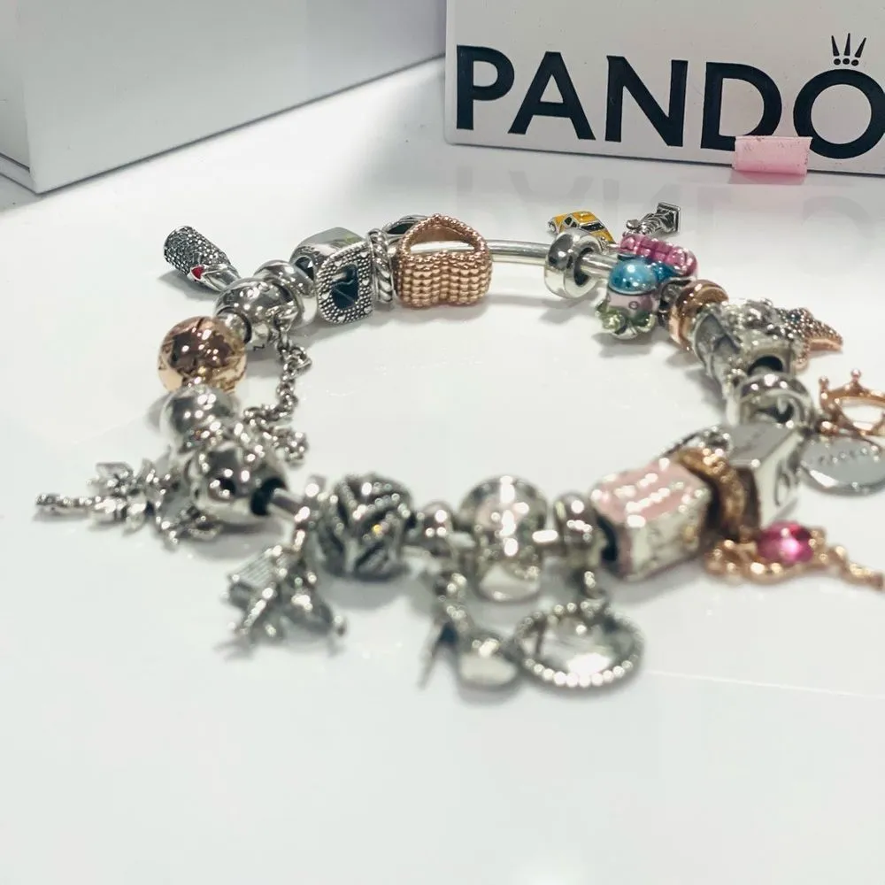 NWT Authentic PANDORA “Boss Babe” Themed Multi Charm Bracelet Rose Gold/Silver - Image 10