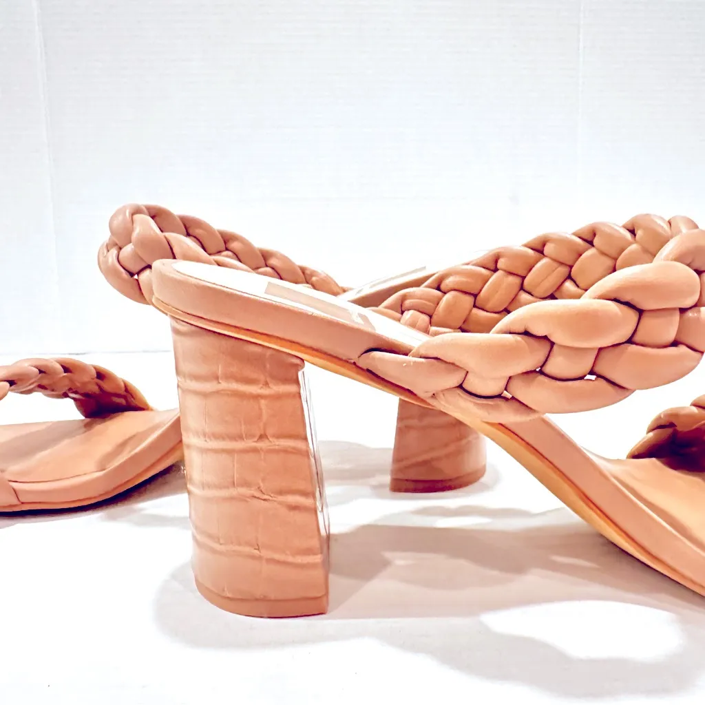 Dolce Vita Paily Braided Sandal Chunky Heel Women's 9.5 Tan‎ Faux Leather NEW Tan - Image 8