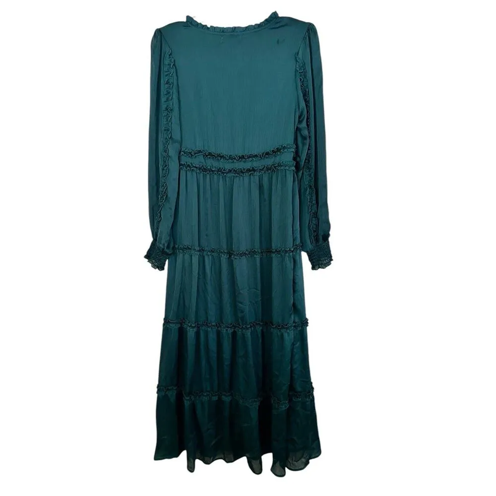 Koko + Mason Womens Green Ruffled Maxi Daytime Maxi Dress Size xs - Image 4