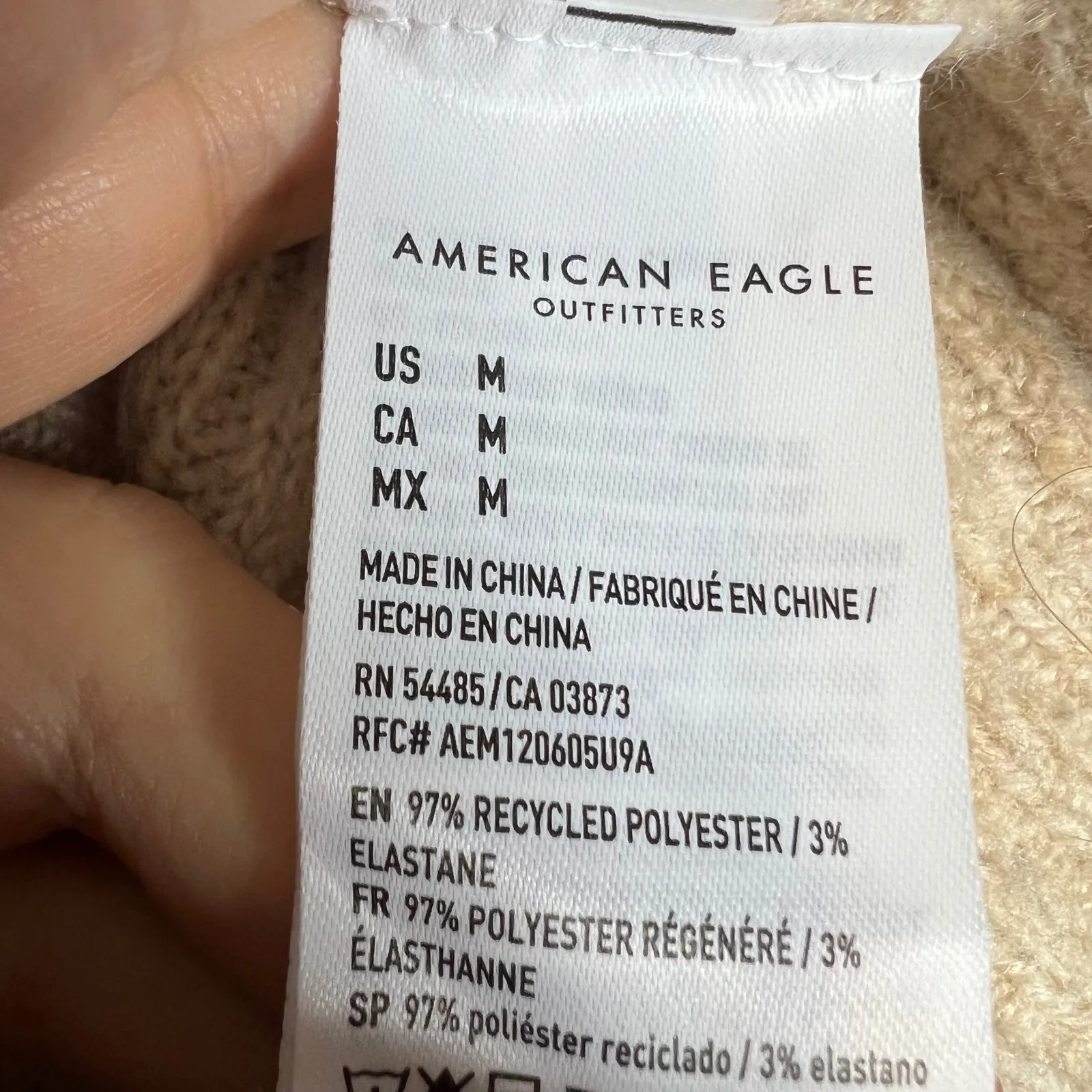 American Eagle Ribbed Button Front Cardigan Oversized Size M Cream Relaxed Size M - Image 5