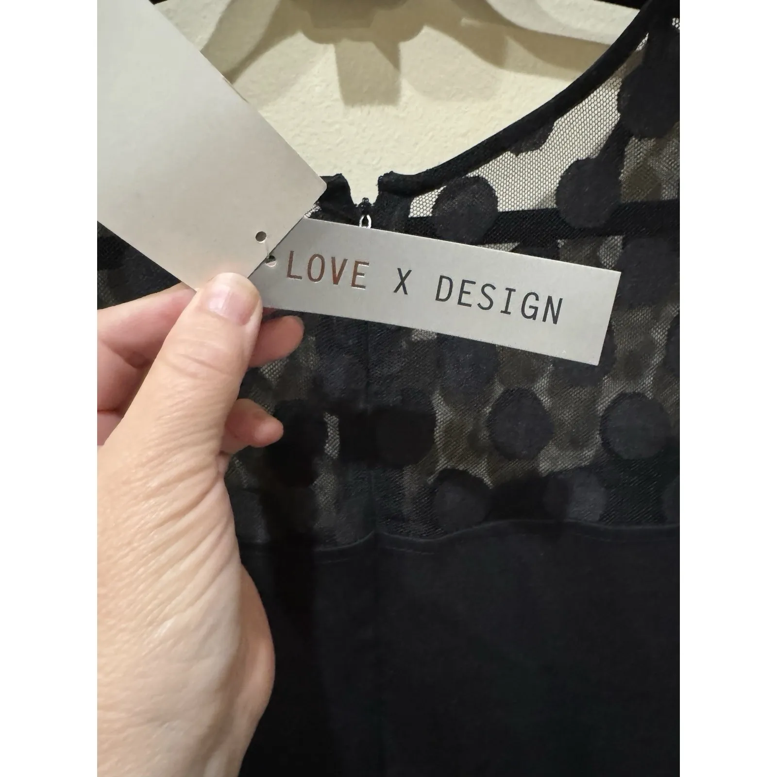 NWT Love X Design Black Long Sleeve Jumpsuit Size‎ 1X Polka Dot Mesh Cocktail - Image 7