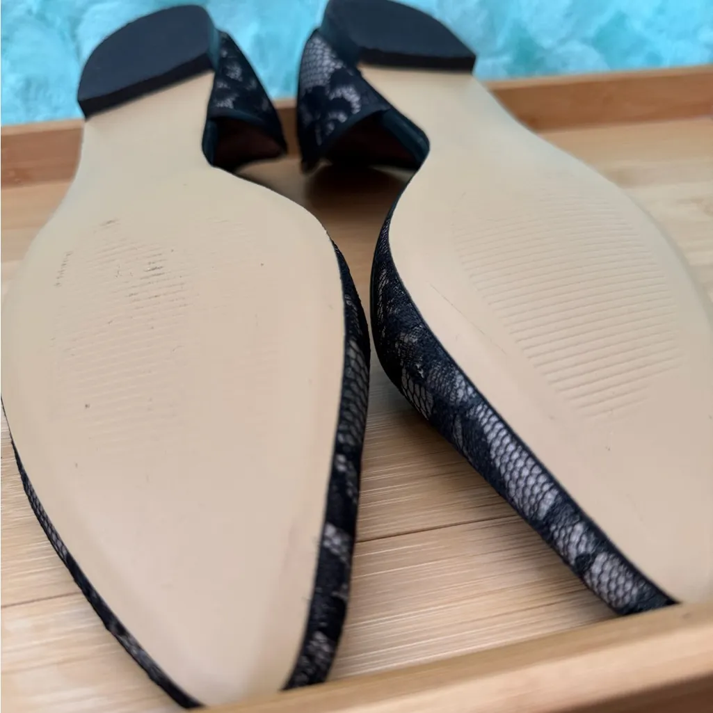 NEW J. Jill Black Slip On Mules Flats Size 10 Pointed Toes Lace Office Preppy - Image 13