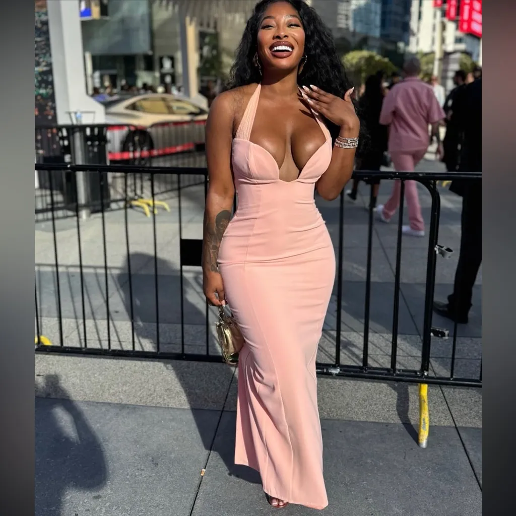 House of CB M D-DD Gianina Sorbet Crepe Halter Maxi‎ Dress NWOT - Image 16