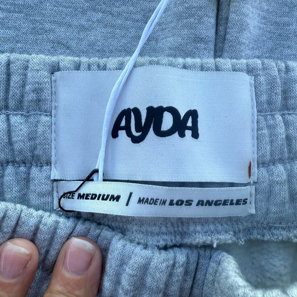 NEW AYDA LAUREN WOMENS FLARE 2 STRIPE SWEATPANTS MEDIUM MARL GRAY COLOR - Image 6