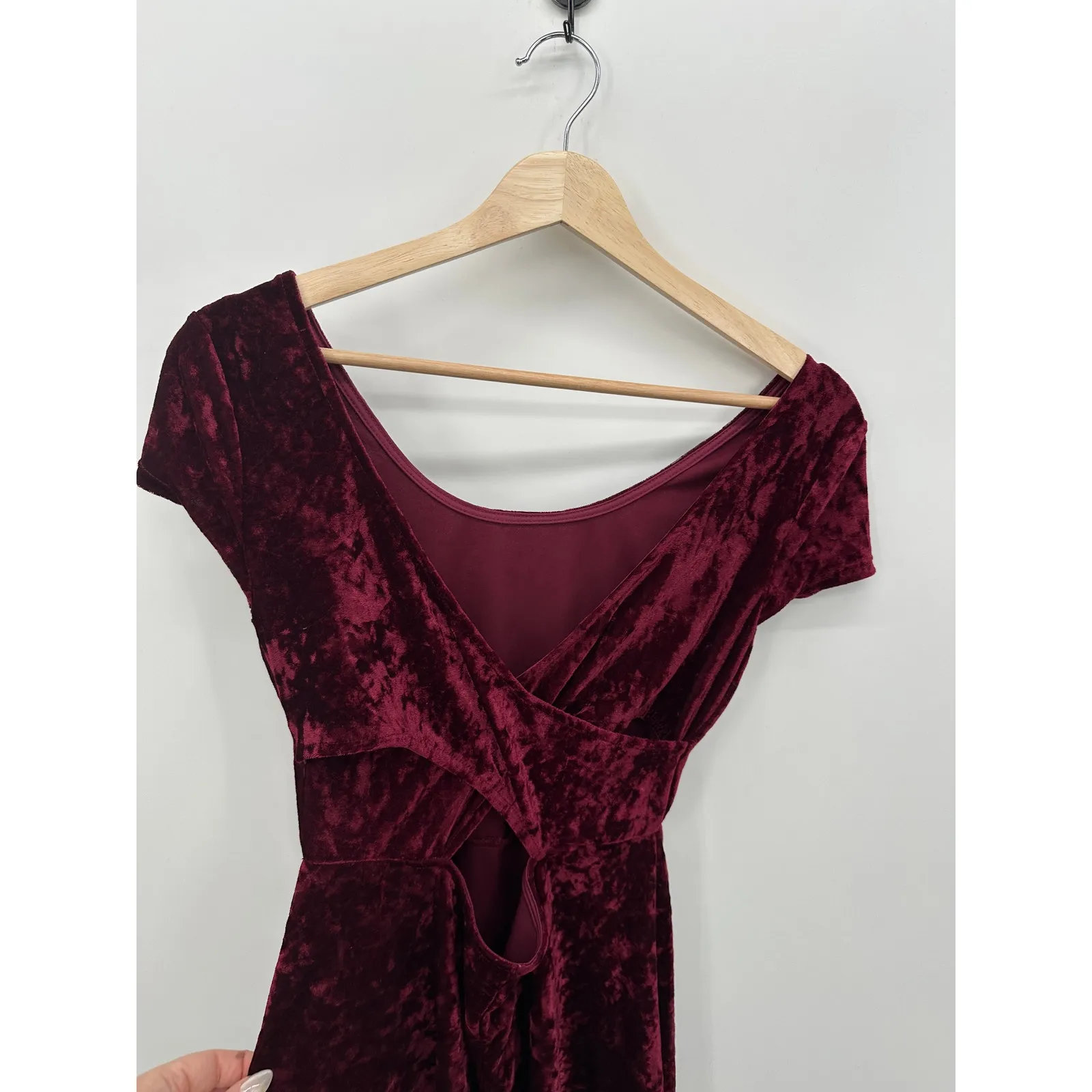 West Seal Womens Red Velvet Mini Dress Size S Mini Vampire Witchy Grunge NWT - Image 7