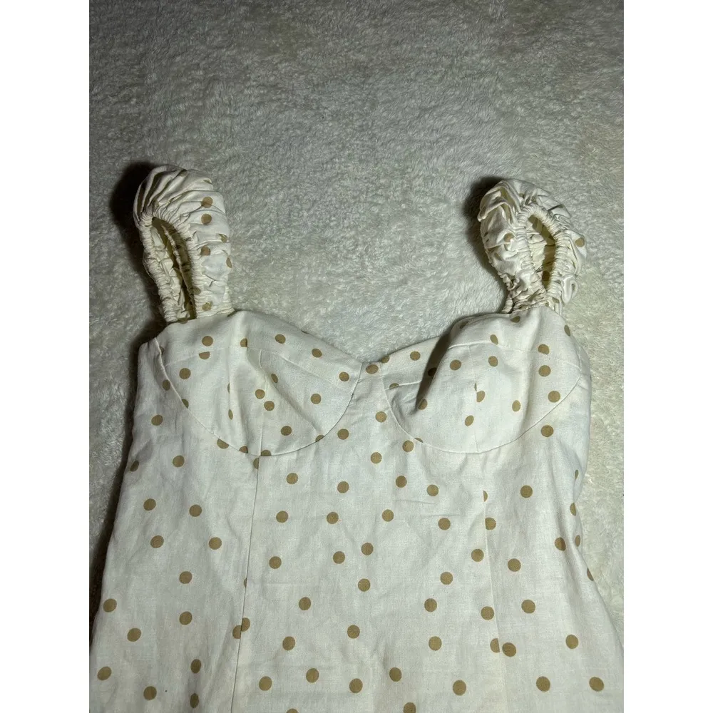 LPA Polka Dot White/Gold Mini Dress‎ Size Medium - Image 2