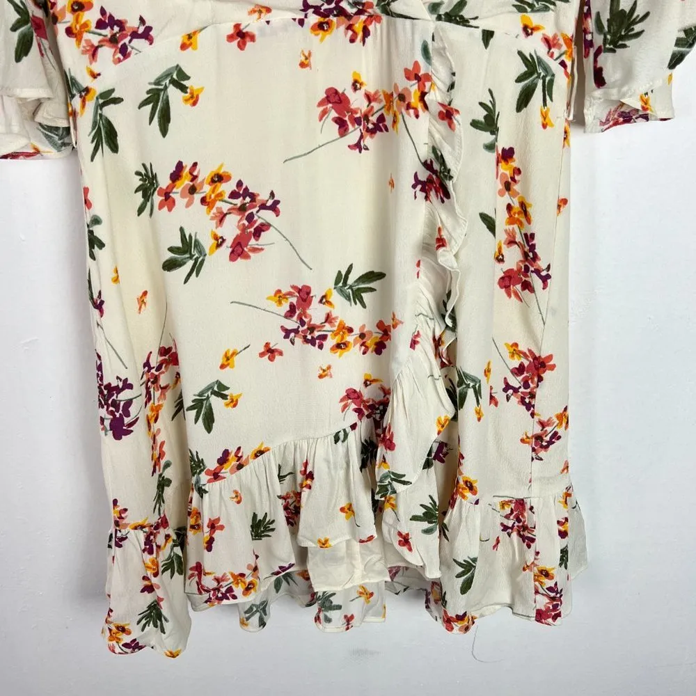 NWT Lost + Wander Regina Floral Wrap Minidress Creme Multi Size Large L EUC D212 - Image 4