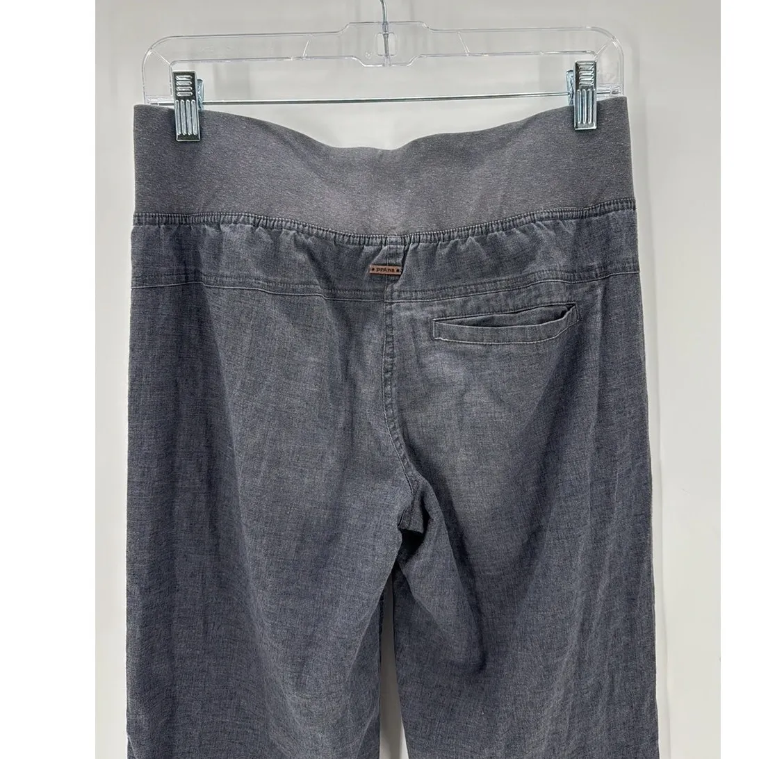 Prana Mantra pane black gray size S hemp cotton wide leg high waisted relaxed - Image 4