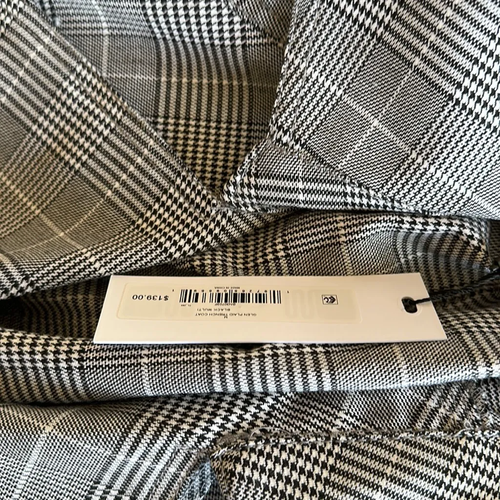 NWT Steve Madden BB Dakota Glen plaid trench coat Black Multi Size M - Image 7