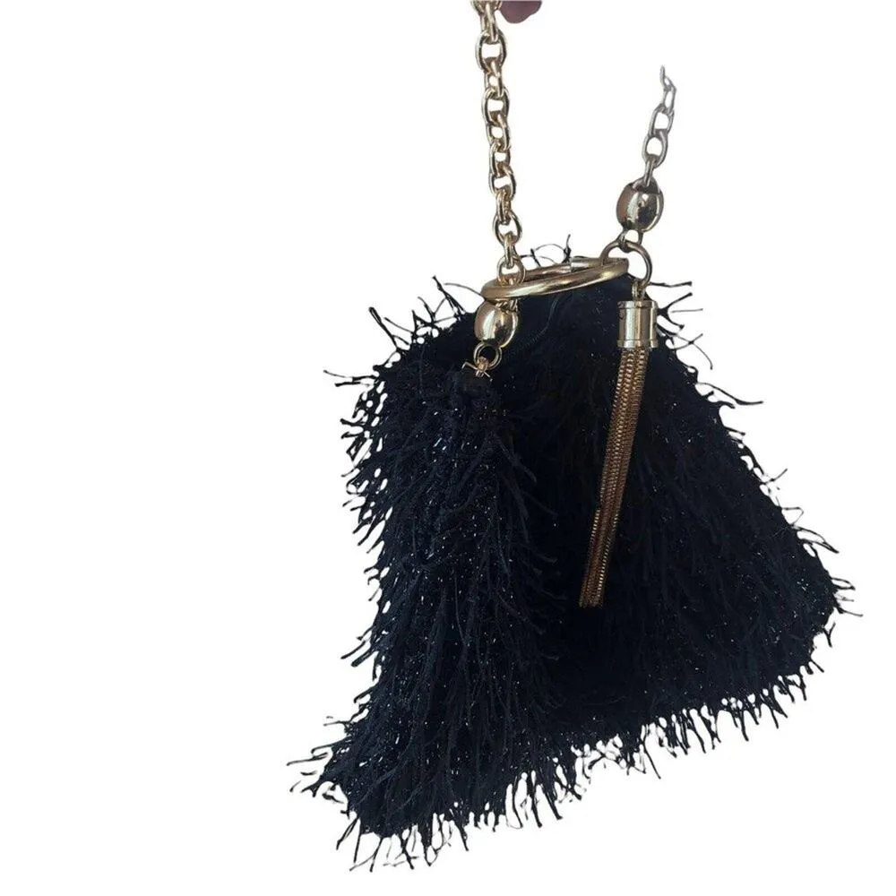 Badgley Mischka Feather black with gold hardware evening handbag - Image 2