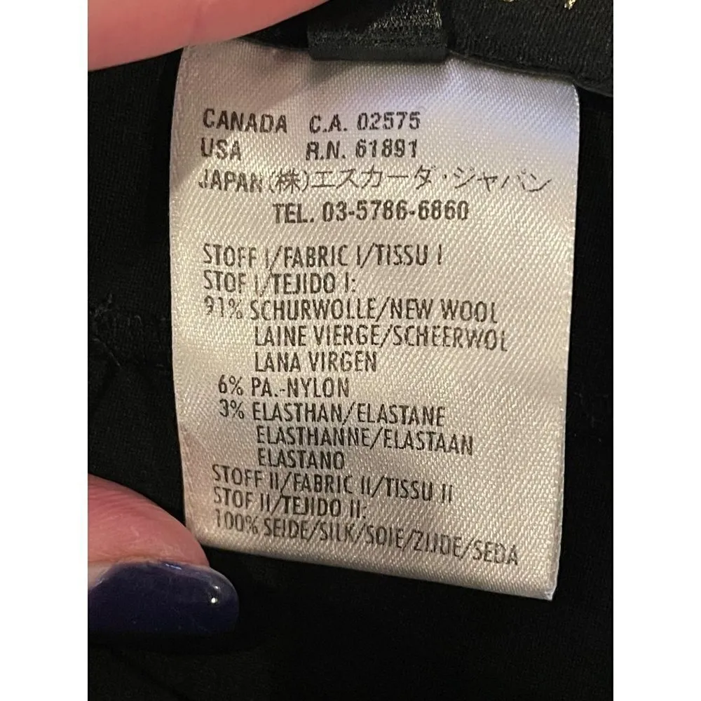 Escada Black Cut Out‎ Waist Detail Straight Leg High Rise Split Hem Pants Size 8 - Image 9