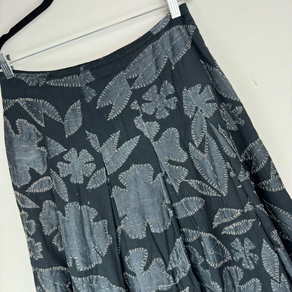 MaxMara Weekend Floral Patchwork A-Line Skirt Sz 8 Cotton Floral Pleated - Image 4