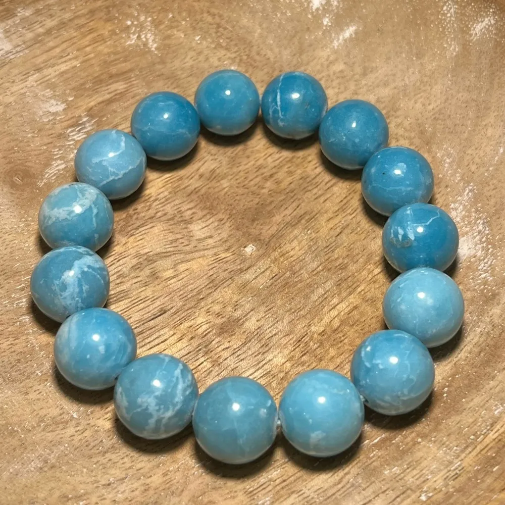 NWOT Hemimorphite Mineral Empathy Stone Chunky Bead Bracelet - Image 2