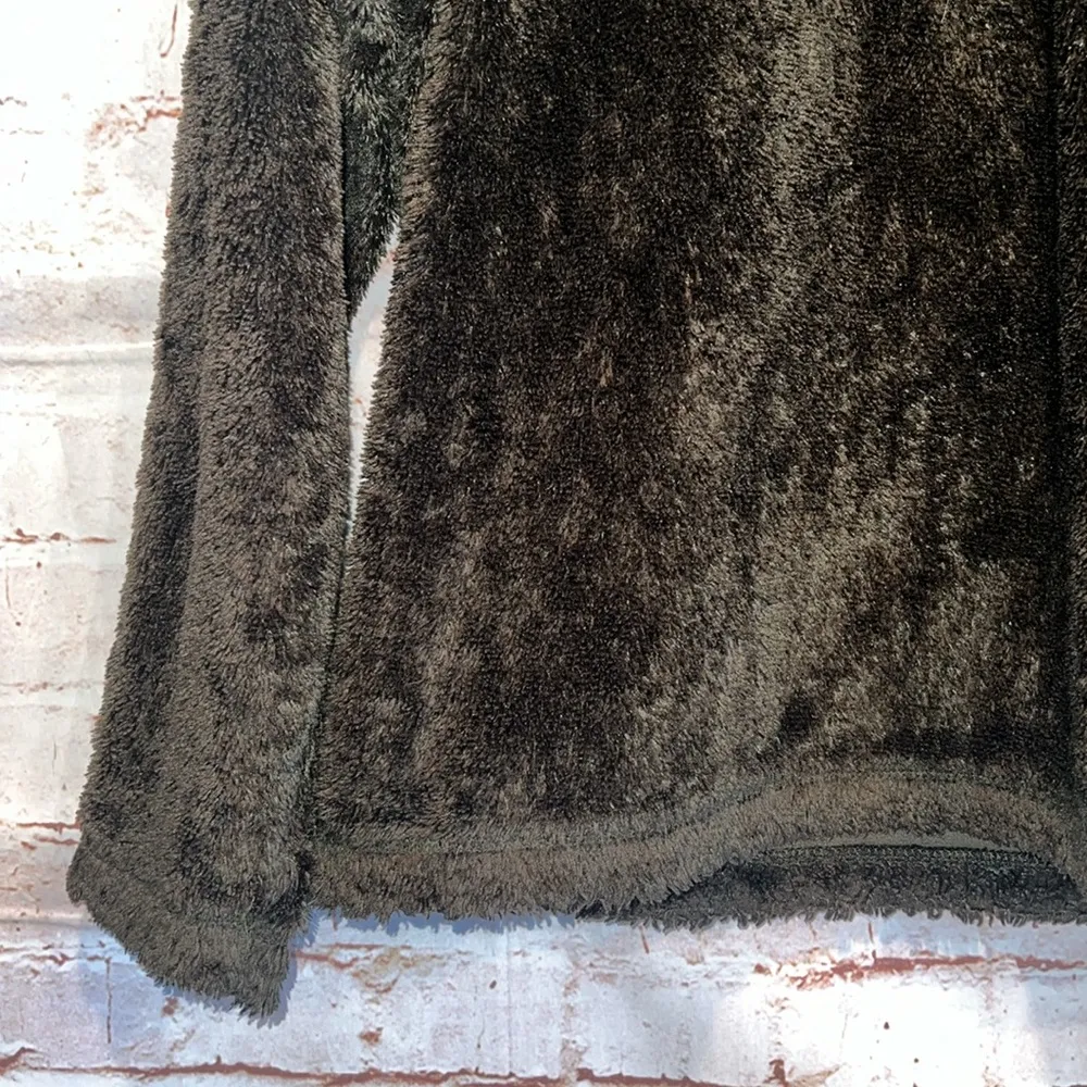 Athleta Womens Medium Polartec Jacket Green Fleece Lined 1/4 Zip Fuzzy Pullover - Image 3