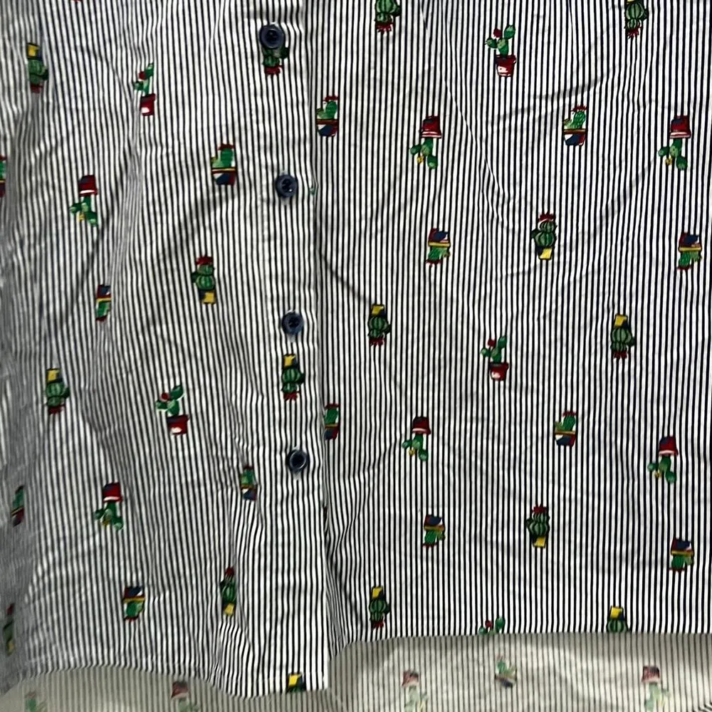 Primark Novelty Cactus Striped Collared Button Up Blouse Shirt Size 6 - Image 3