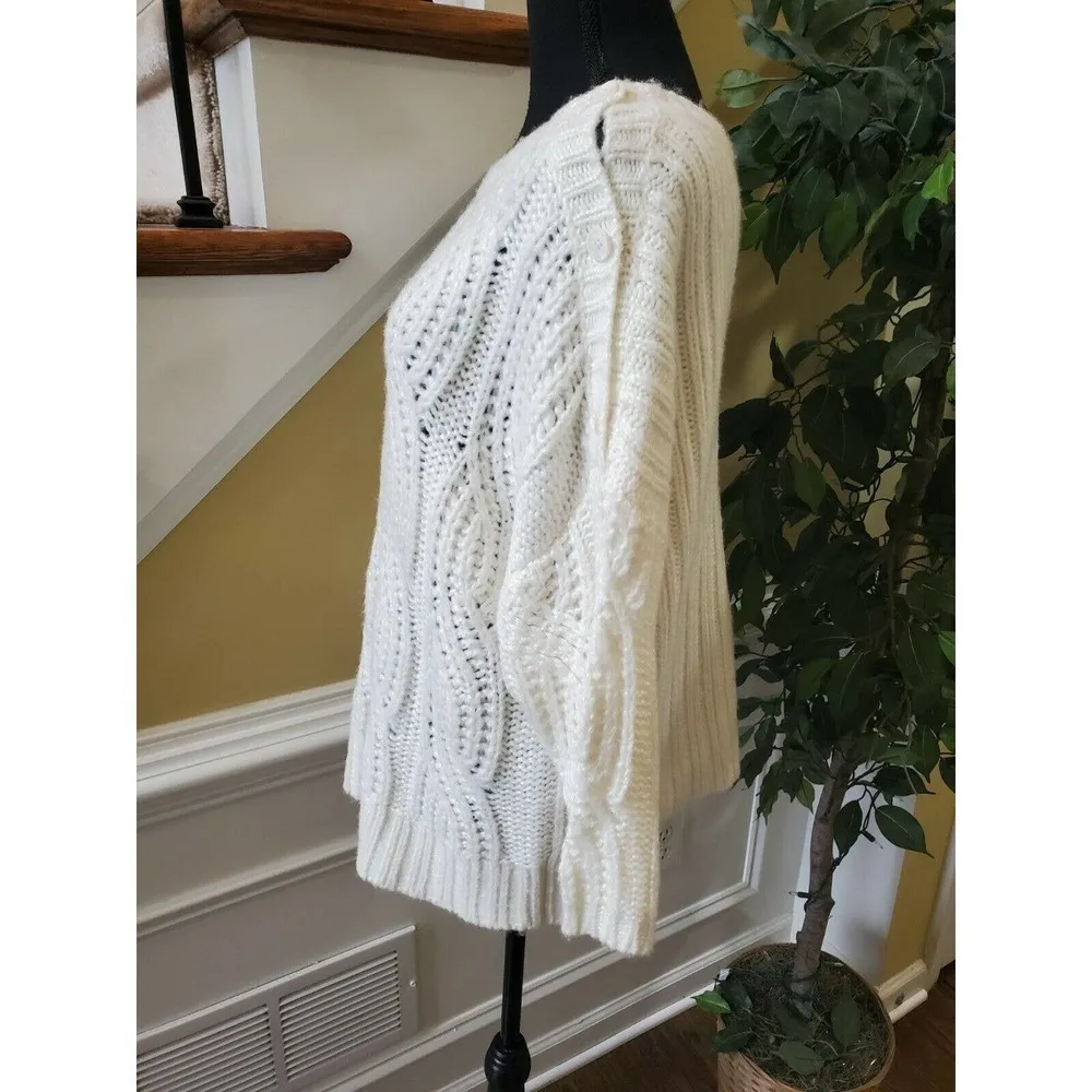 ANN TAYLOR Ivory Cabled Boxy Soft Wool Blend Sz XL - Image 4