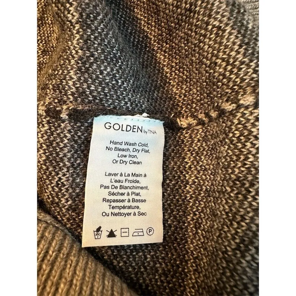 Aritzia TNA Golden Roohan Poncho Sweater Cape Black Geometric Women's S - Image 8