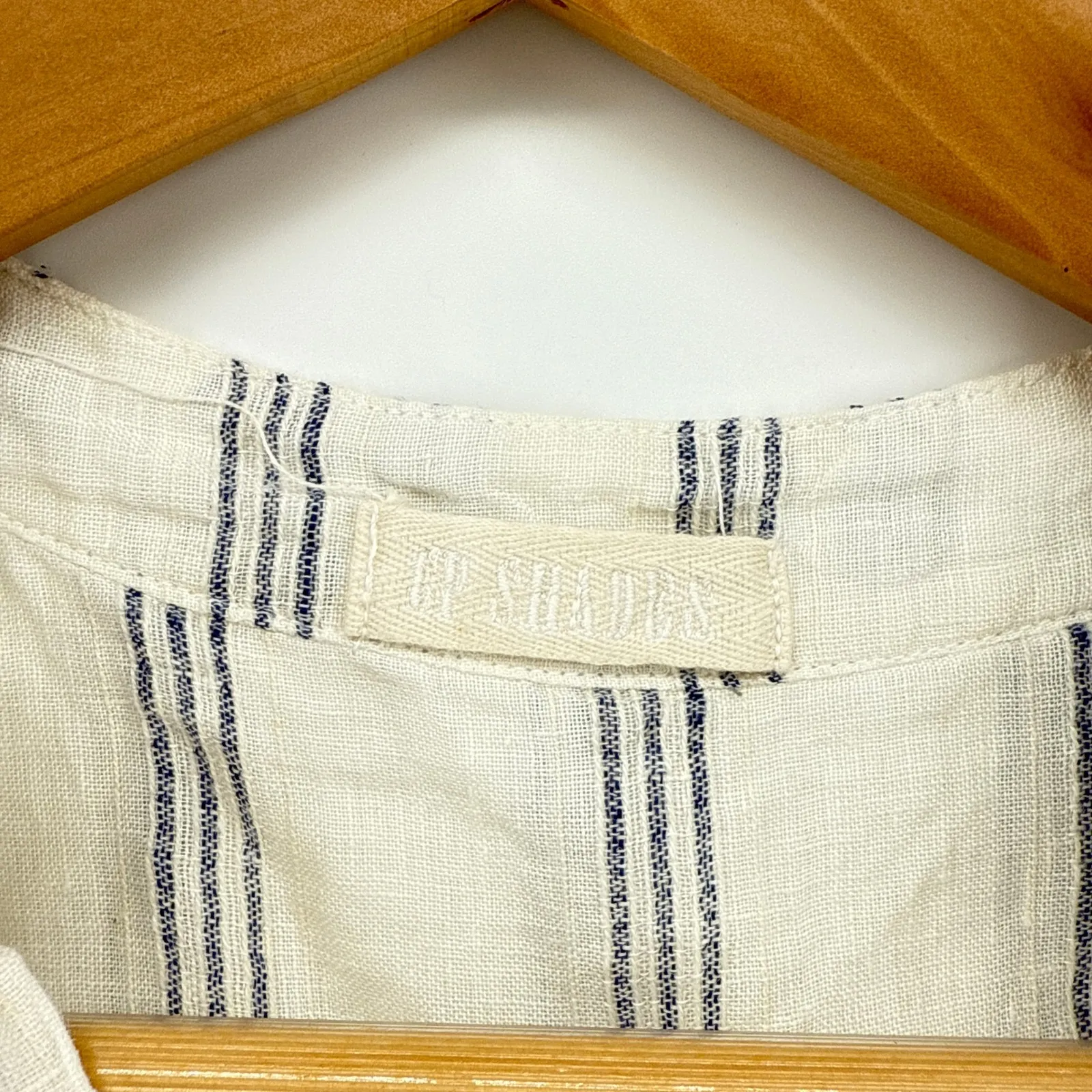 CP Shades Linen Striped Sleeveless Top Oversized XS Button Up Tank Bohemian‎ - Image 6