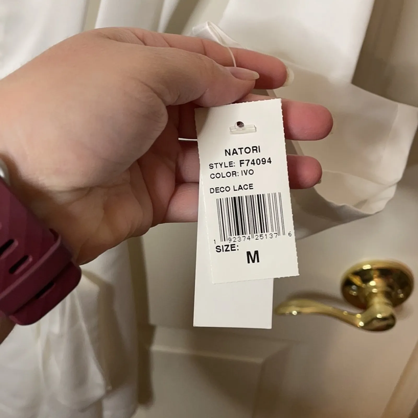 NATORI Deco Lace Robe Ivory M NWT - Image 7