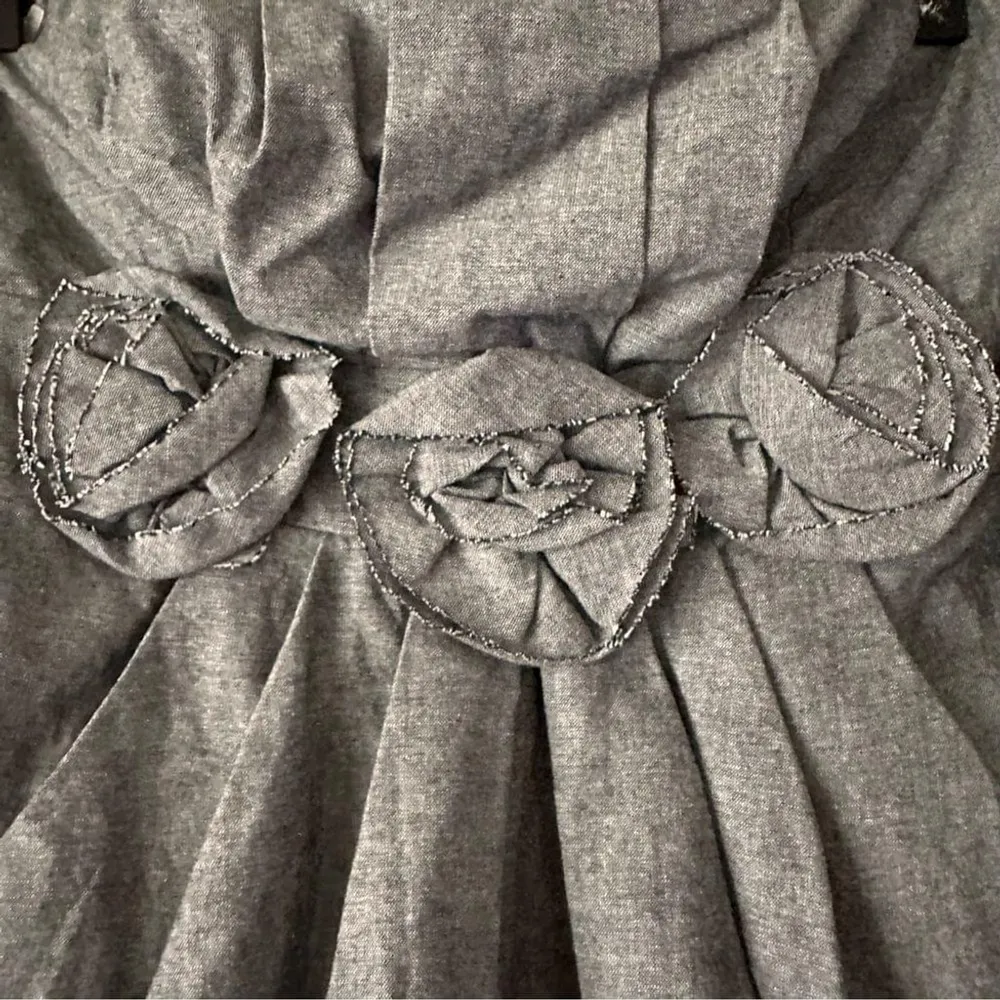 Rhapsody Strapless Gray Bubble Hem Dress with Rosette Detail | Small - Image 8