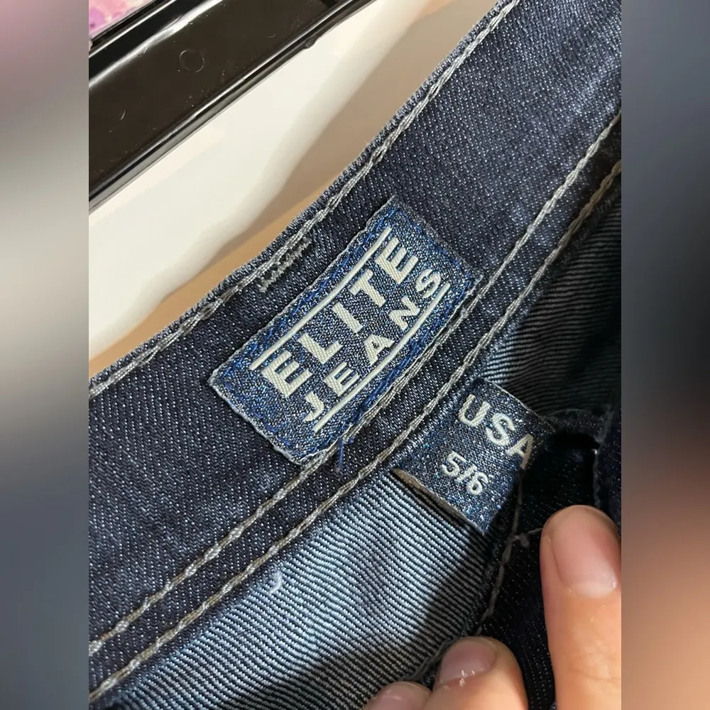 Elite Jeans Women's Denim Junior Size 5/6 Midi Stretch Medium Wash Y2K Wrinkled - Image 15