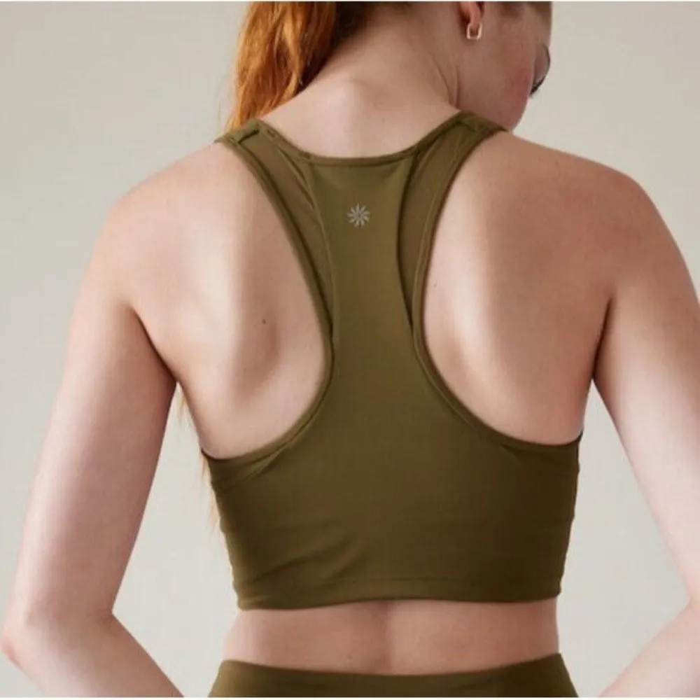 Athleta L Conscious Mesh Crop Sports Bra Large Cups A-C Acacia Olive Green - Image 2