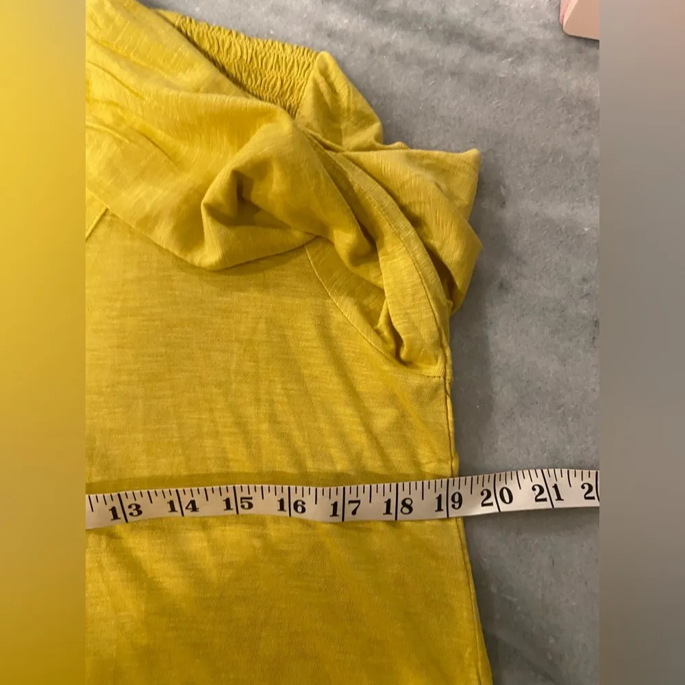 NWT J. Jill Size S Marigold Yellow 3/4 Smocked Sleeve Henley Top Pearl Buttons Gold - Image 10