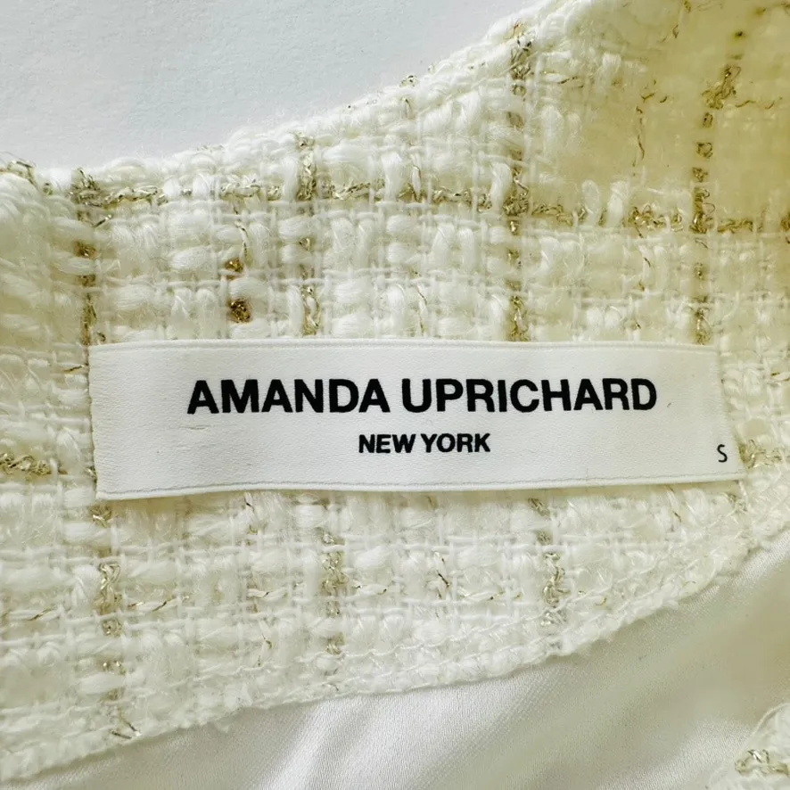 Amanda Uprichard Fallon Romper Tweed Cream Gold Small Party Wedding Date Night - Image 6