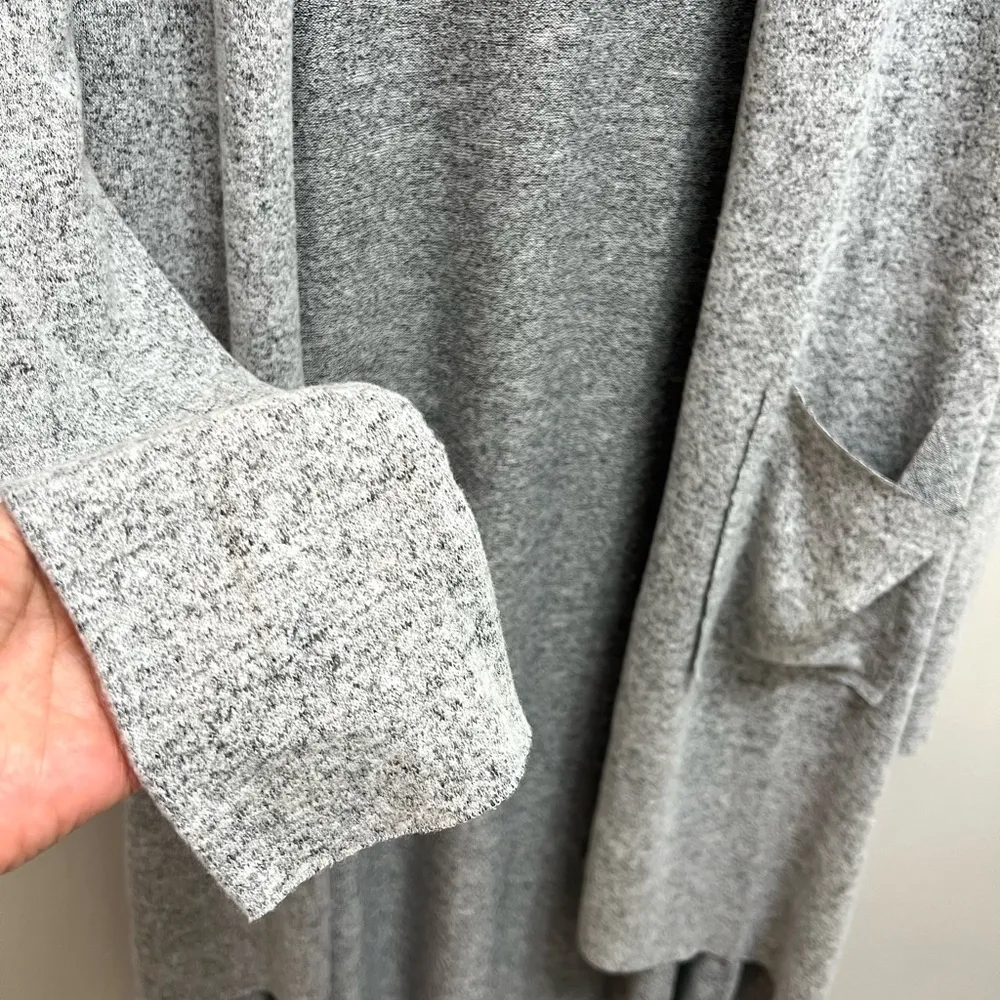 NWT Joah Brown Soleil Open Front Long Cardigan Lightweight in Salt & Pepper Gray - Image 8