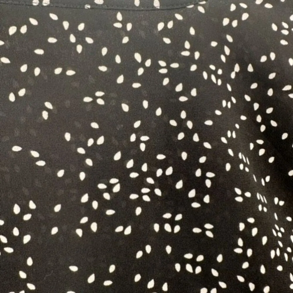 Daniel Rainn Koda Split Neck Rain Drop Polka Dot Blouse Black & White Size Small - Image 10