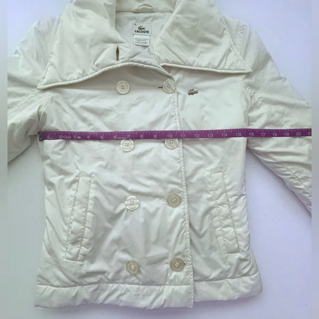 Lacoste Women's White Double-Breasted Jacket Ivory Size S - Image 8