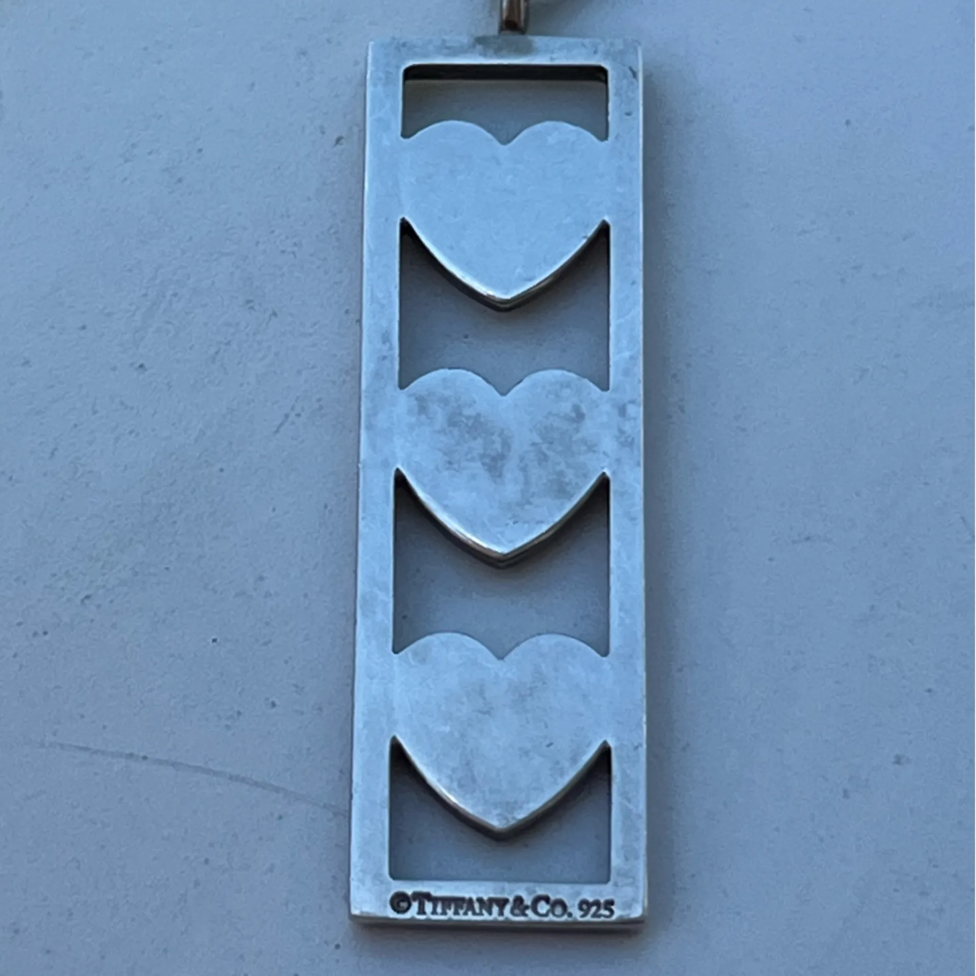 TIFFANY&Co. Tiffany Triple Heart Plate Necklace Silver 925 Women’s RARE - Image 13