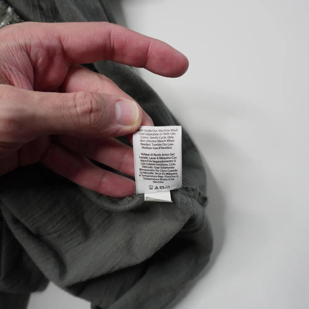 Womens 2X Green Tiered Midi Maxi Shirt Dress 100% Cotton Scoop Neck Short Sleeve - Image 5