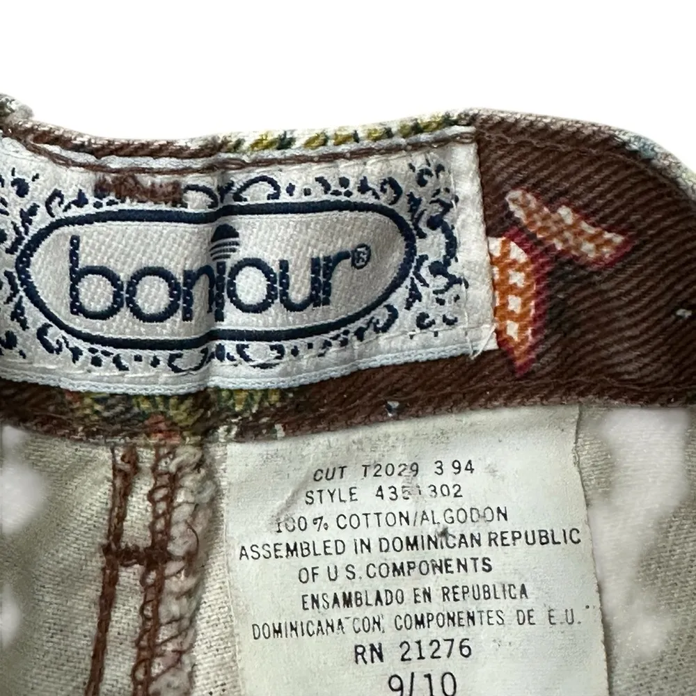 Bonjour Vintage Denim Shorts Sunflower Butterfly Floral Boho Hippie 90s Size 26 - Image 2