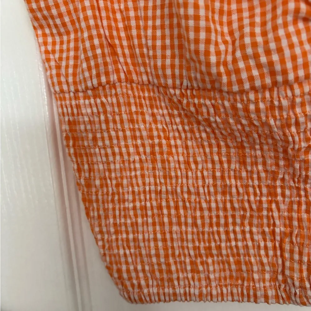 Orange Gingham Ruffle Strap Top - Image 4