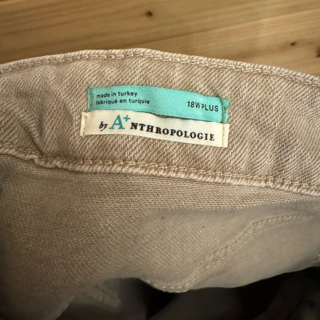 Pilcro Anthropologie Size 18W Tan The Vintage Straight Cropped Cotton Jeans - Image 8