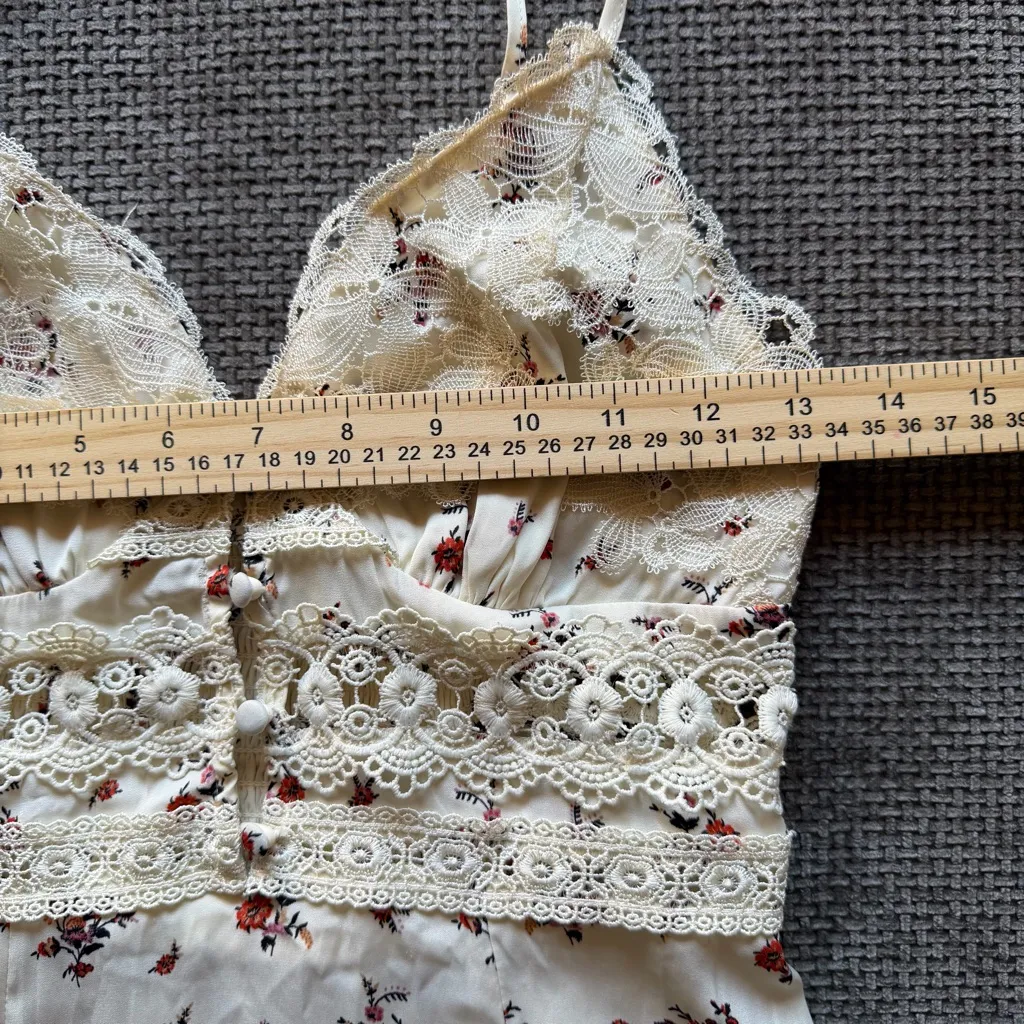 FP Intimately Out & About Maxi Slip Dress Floral XS Boho Coquette Victorian Lace Black - Image 8