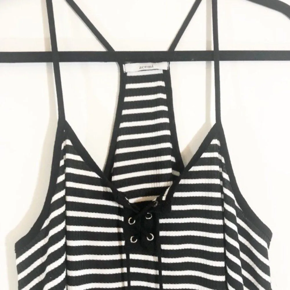 Acemi Fitted Striped Lace Up Tank Top - Image 3