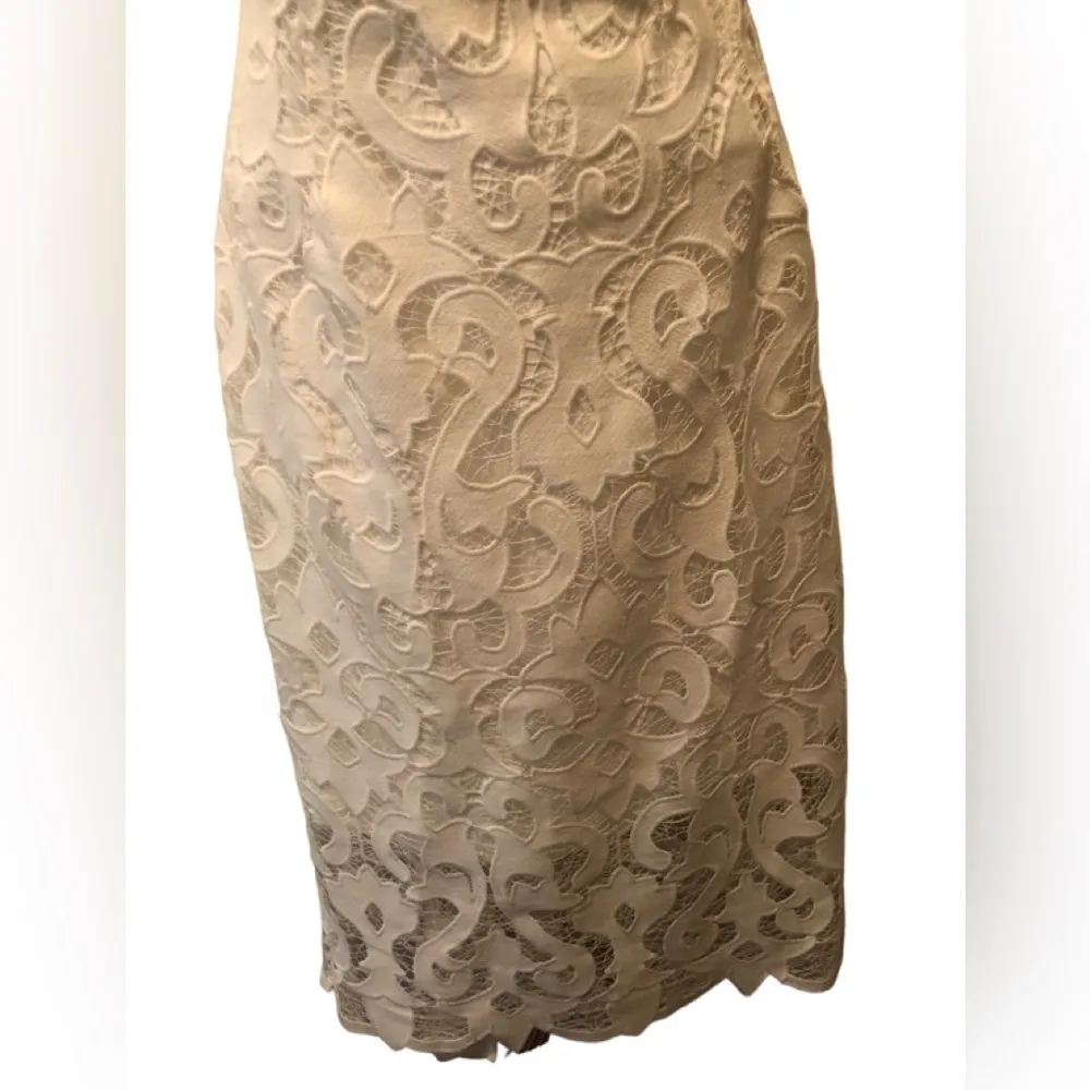 Lina Crochet Lace Midi Sheath Party Dress In White Sz. 12 Romantic - Image 6