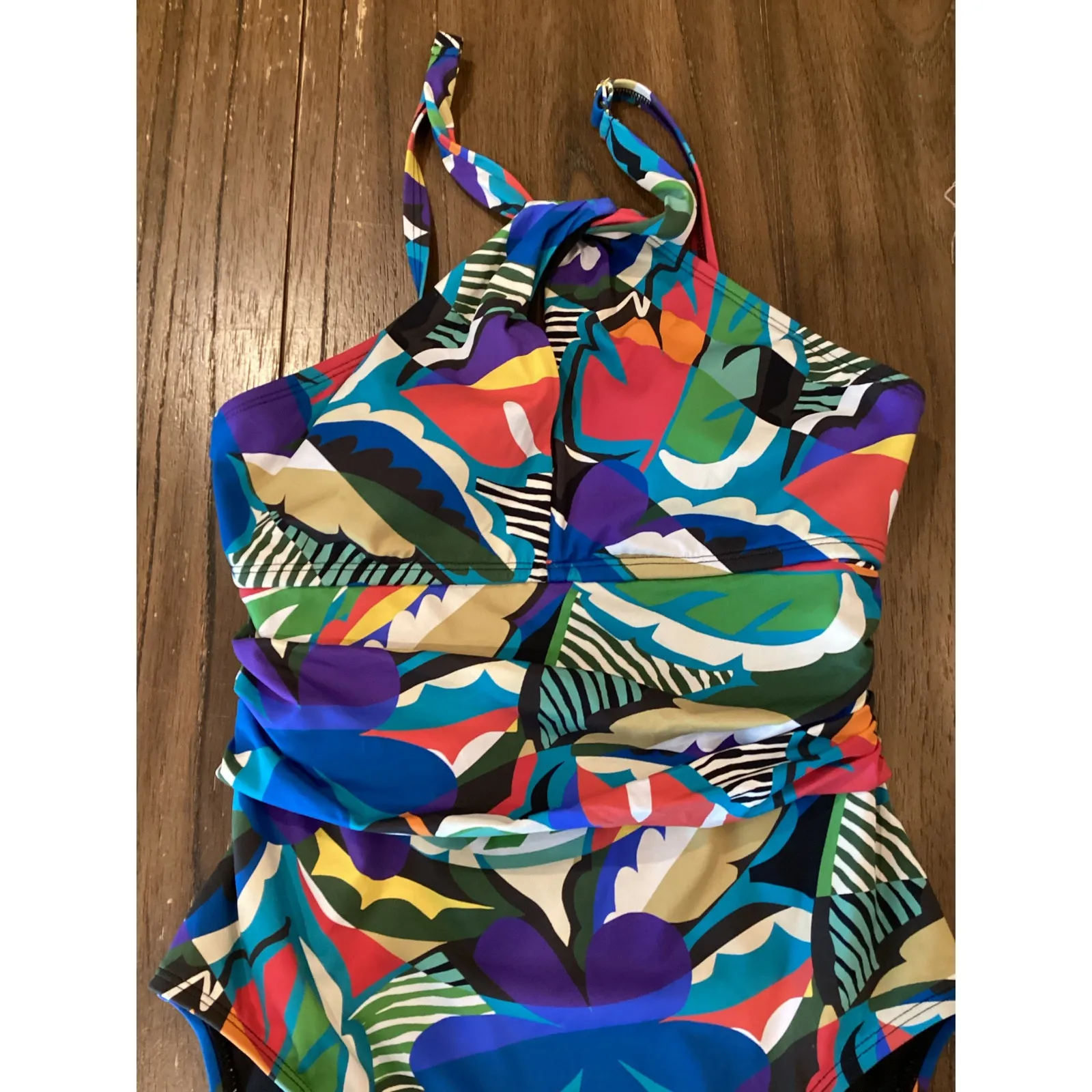 Bleu Rod Beattie the Mix High-Neck Mio One Piece tropical print Swimsuit 6 NWT - Image 3