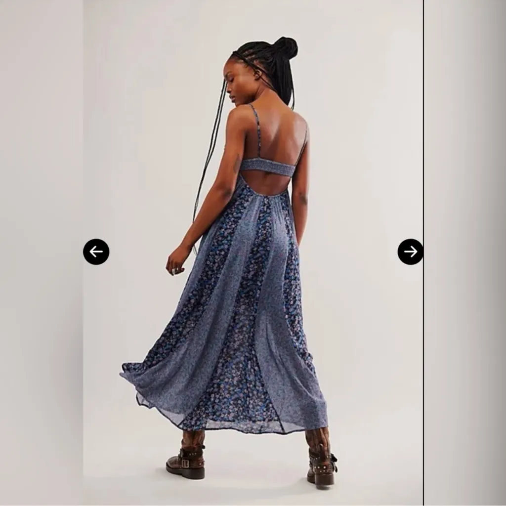 NEW Free People Forever Time Maxi Dress In Black Combo Size Medium FLAWED - Image 7