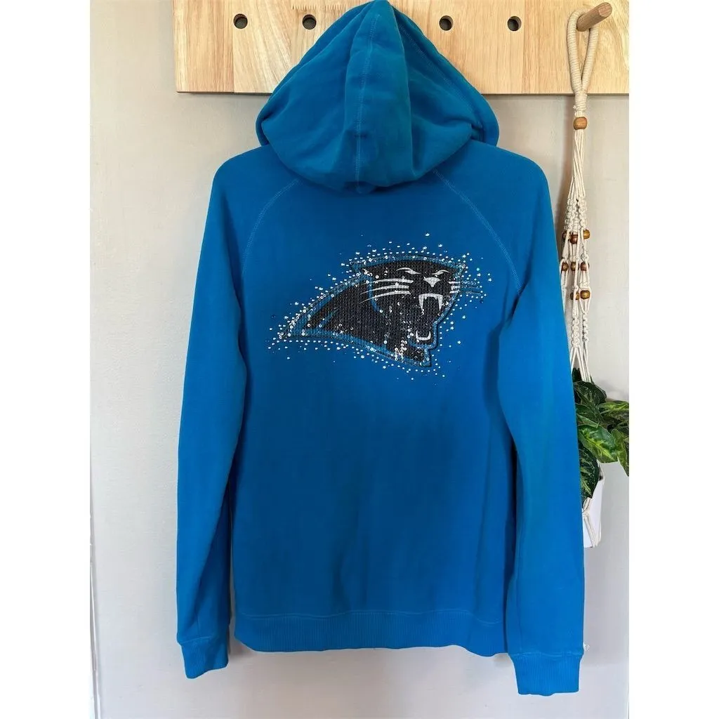 Victoria's‎ Secret Pink Carolina Panthers Women's Zip-Up Hoodie Blue M - Image 4