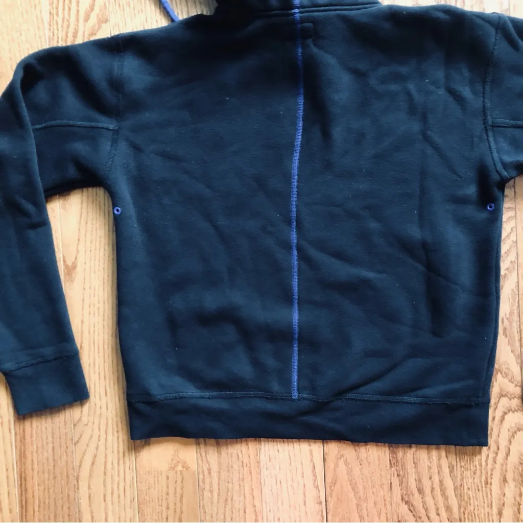 rag & bone Black Hoodie Blue Drawstrings cropped cotton Casual Women’s Size M - Image 8