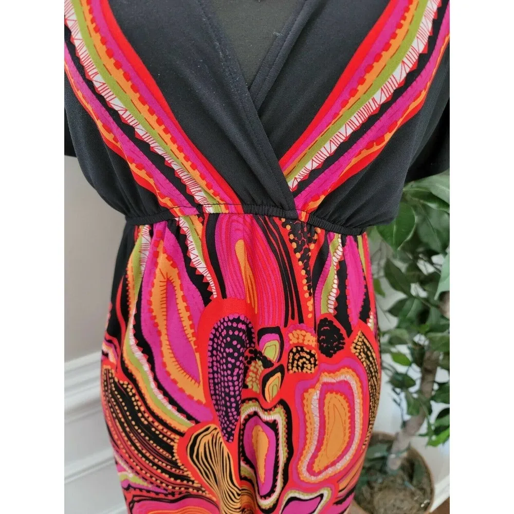 Emma & Michele Women Multicolor Polyester V-Neck ShortSleeve Knee Length Dress 8 - Image 3