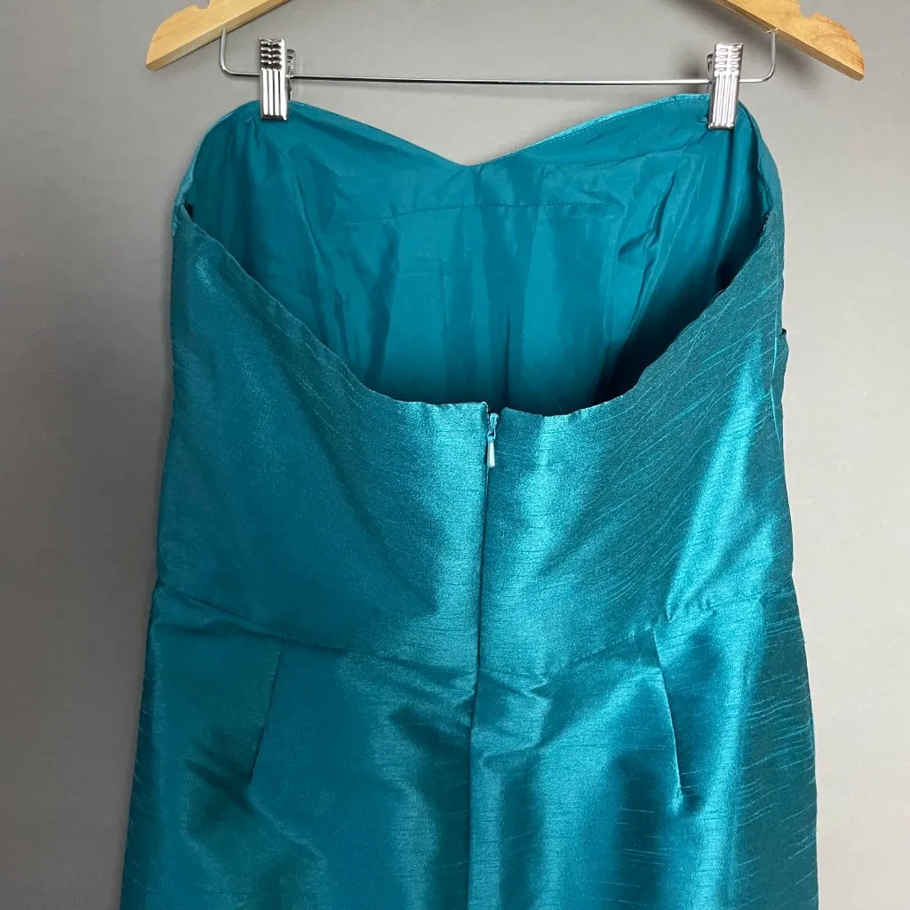 Alfred Sung Bridesmaid Dress Short Strapless Sz 16 Niagara Teal Blue Prom Formal - Image 6