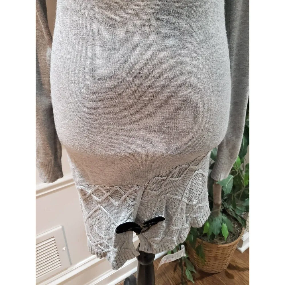 Venus Women's Gray Cowl Neck Long Raglan Sleeve Casual Knee Length Dress Small - Image 4